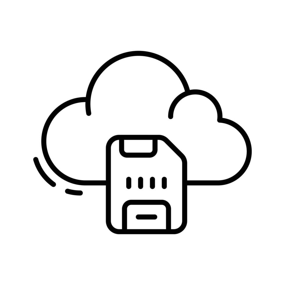 Get a sight of this latest line icon depicting cloud memory card. vector