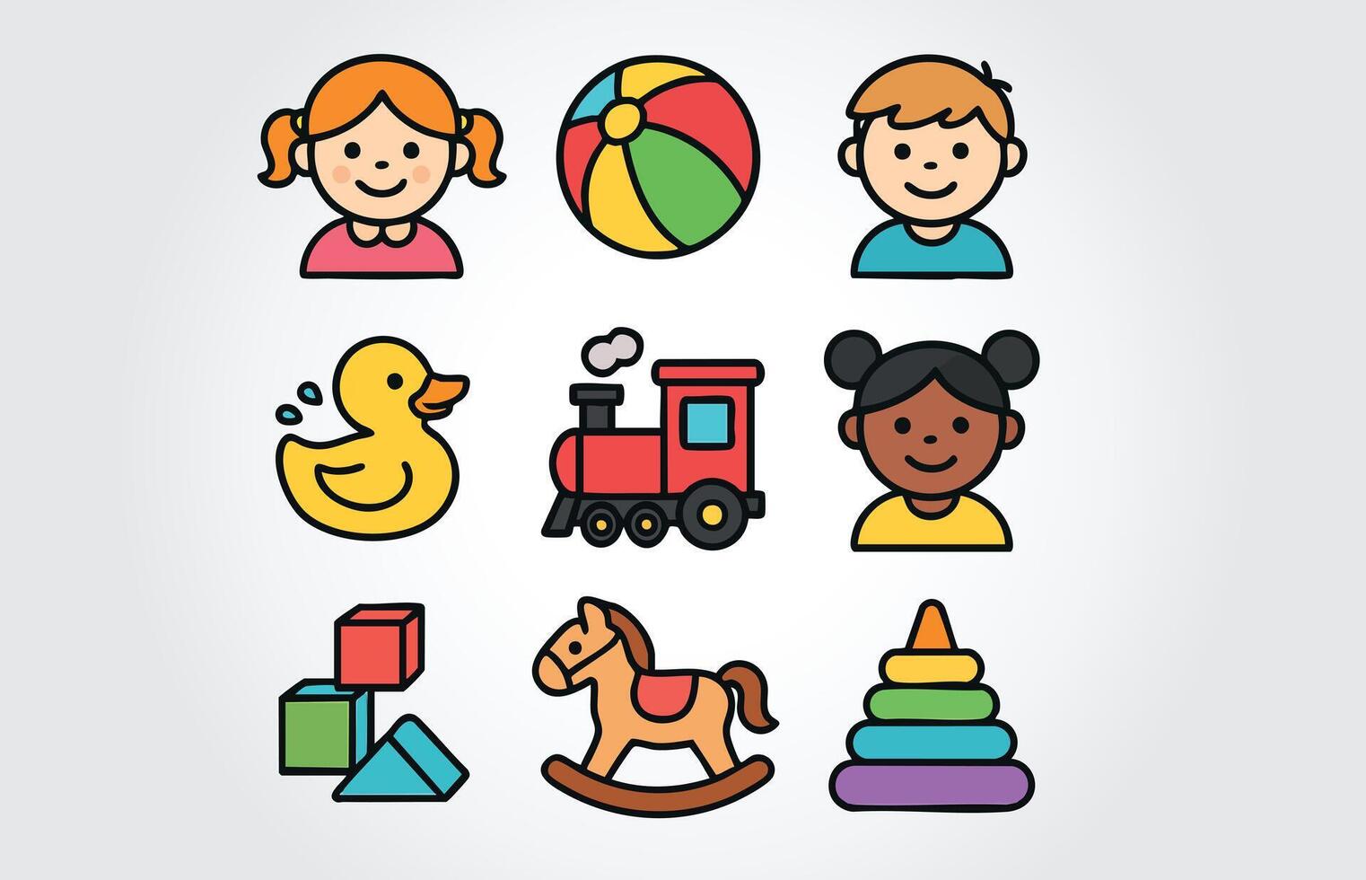 kids Toys Icon Colorful Character Template vector