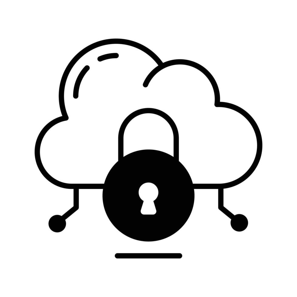 Grab our latest glyph icon showing cloud protection concept. vector