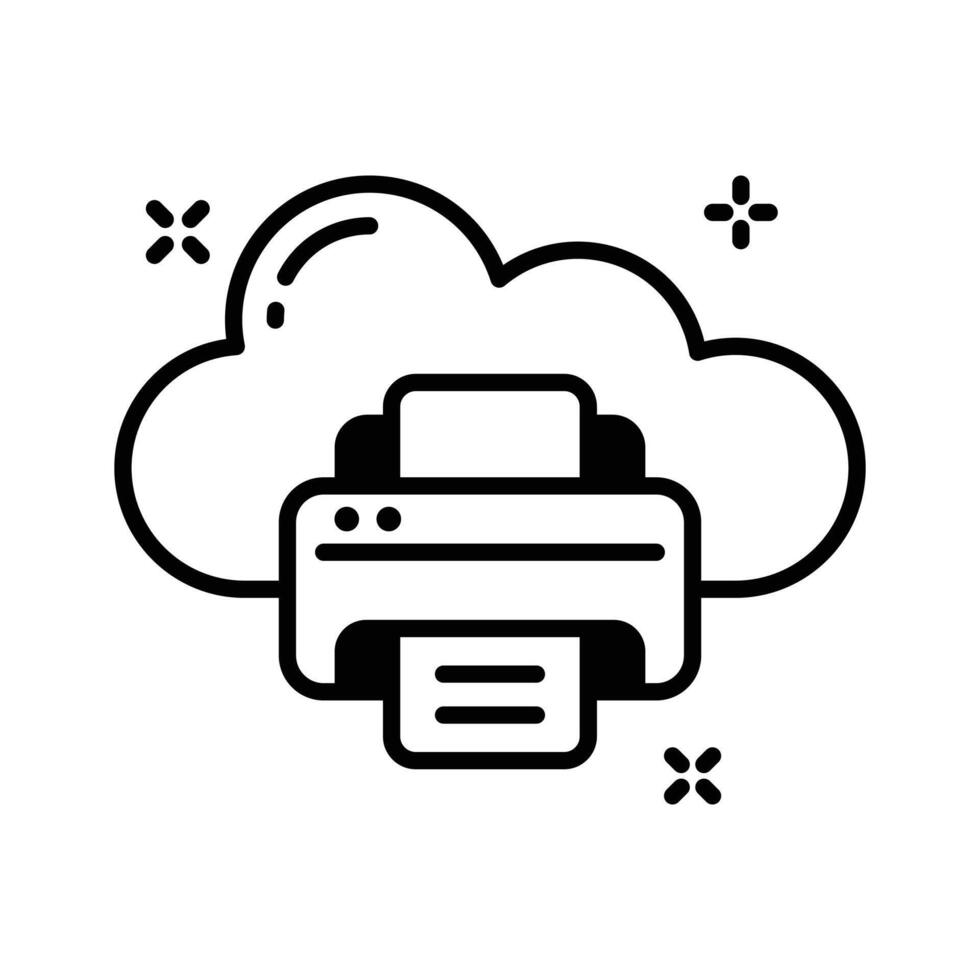 Cloud printer icon amazingly designed in glyph style. vector
