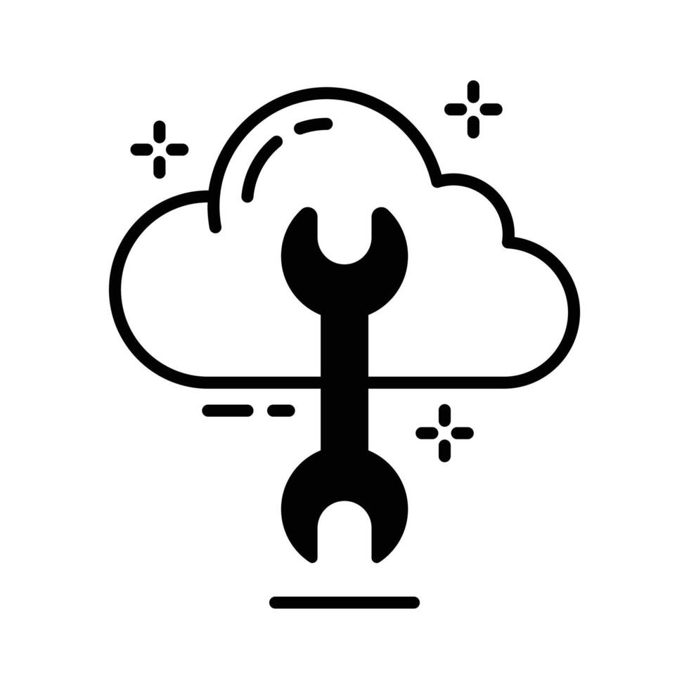 Check out out premium glyph style icon of cloud repair. vector