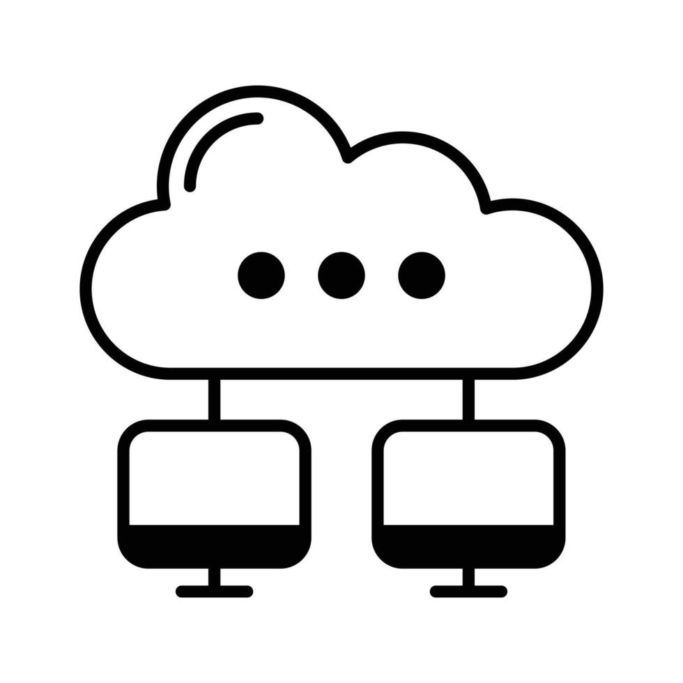 An icon creatively designed in glyph style showing cloud hosting. vector