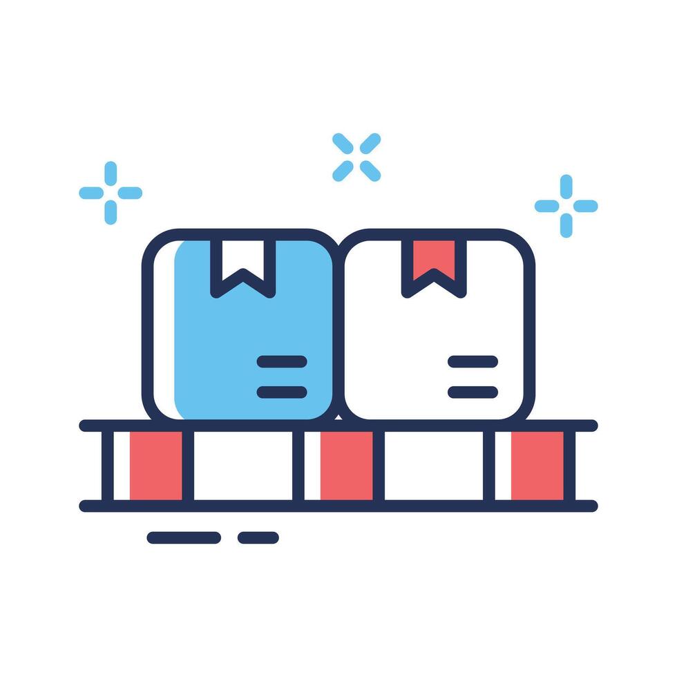 Trendy linear icon of loaded parcel pallet vector