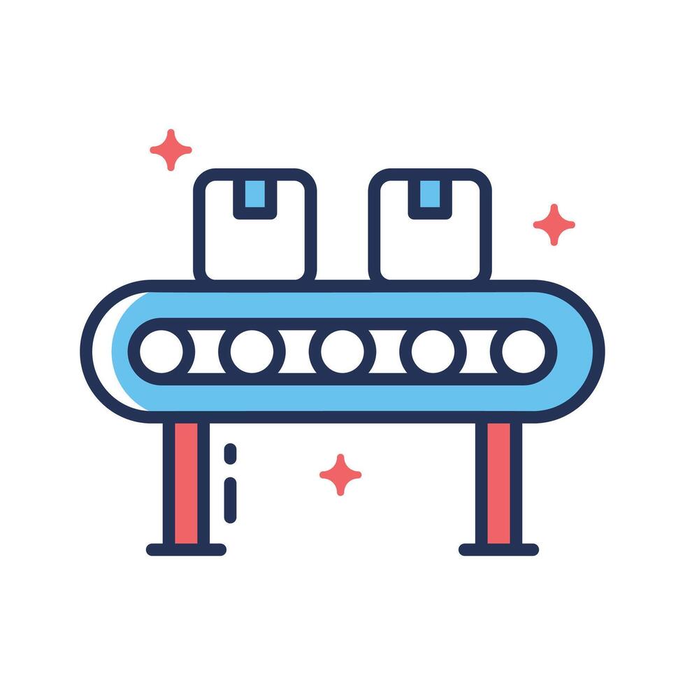 Well crafted linear icon of moving belt conveyor vector