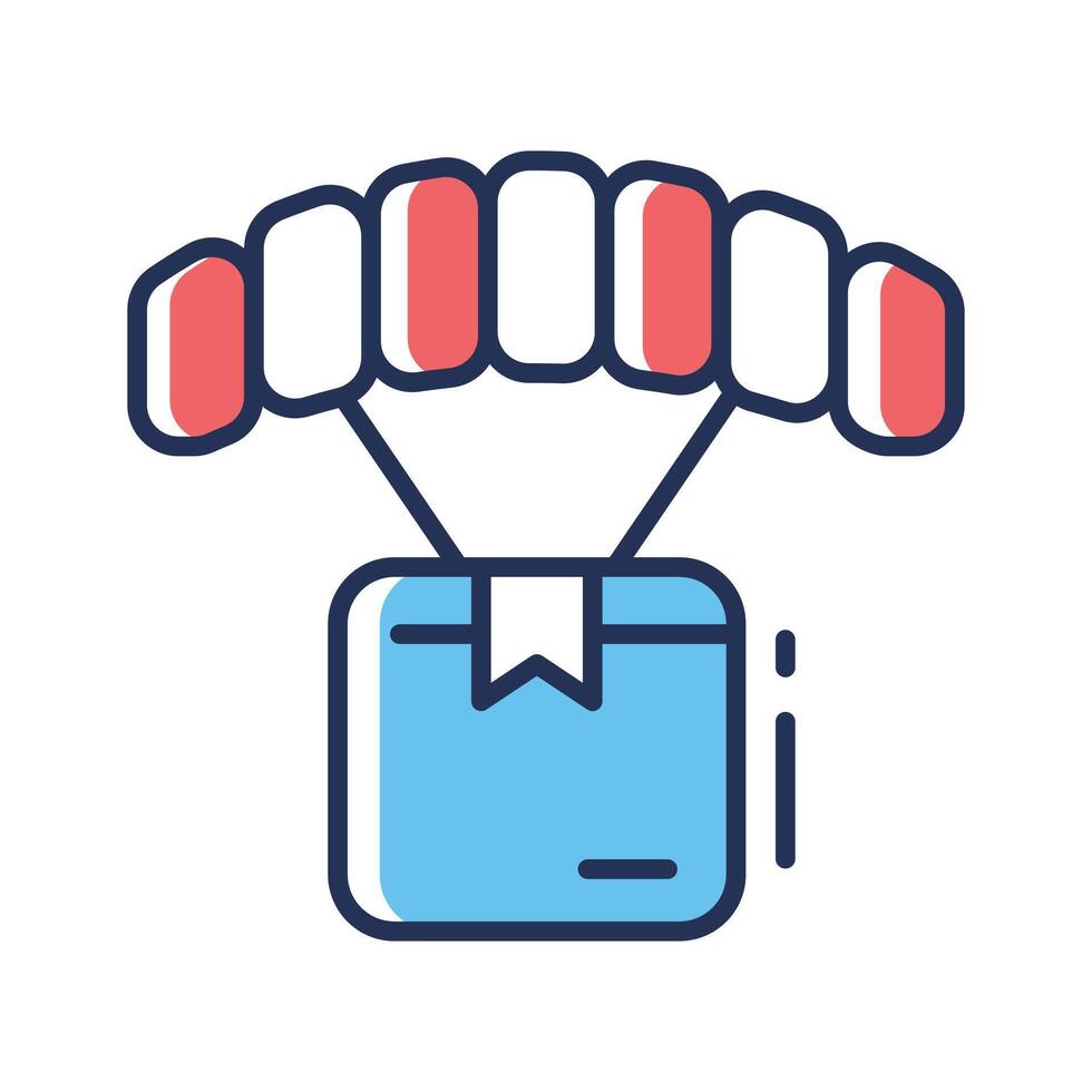 An editable outline icon of parachute delivery vector