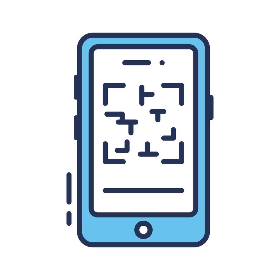 A modern outline icon of mobile scan feature vector