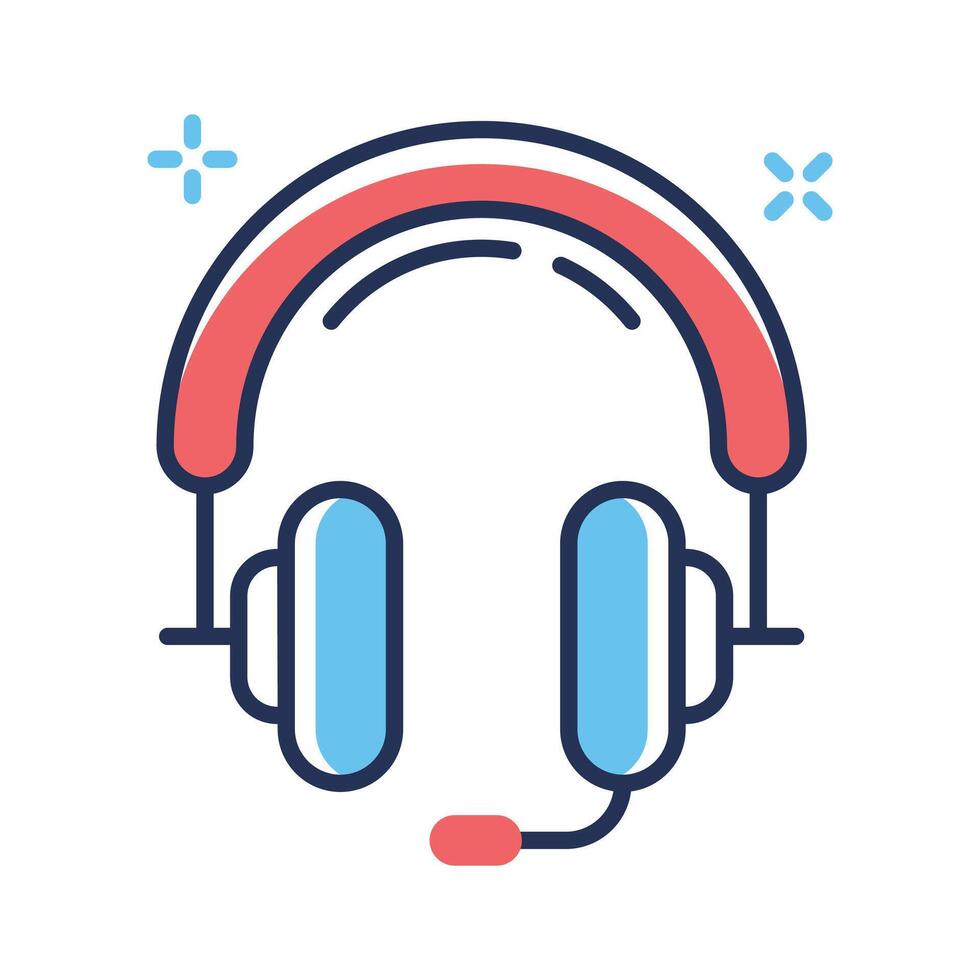 A well designed outline icon of headset support vector
