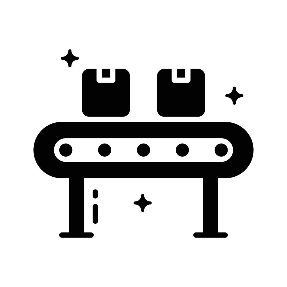 Well crafted glyph icon of moving belt conveyor vector