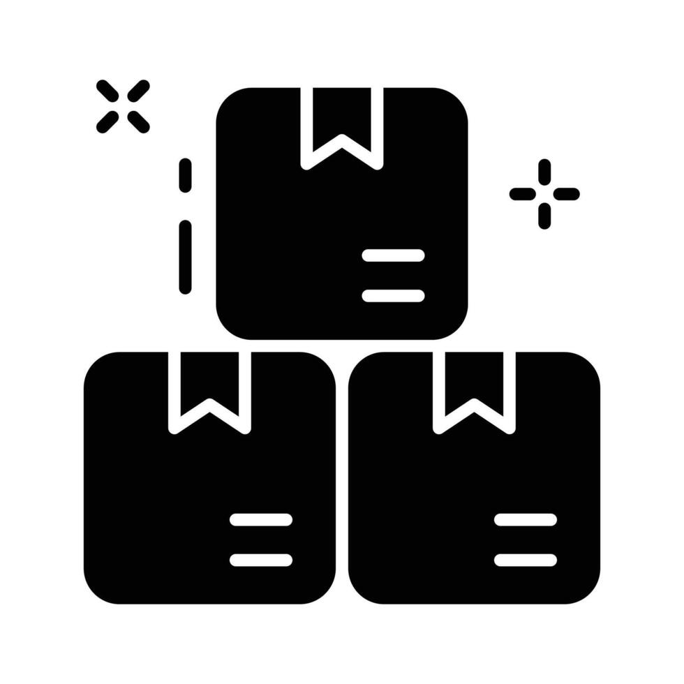 A customizable glyph icon of stacked delivery packages vector