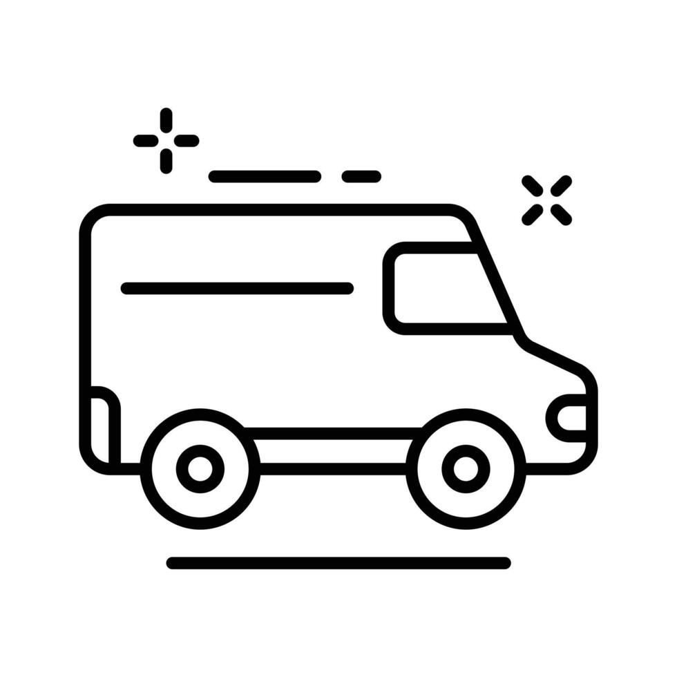 A trendy outline icon of delivery van vehicle. vector