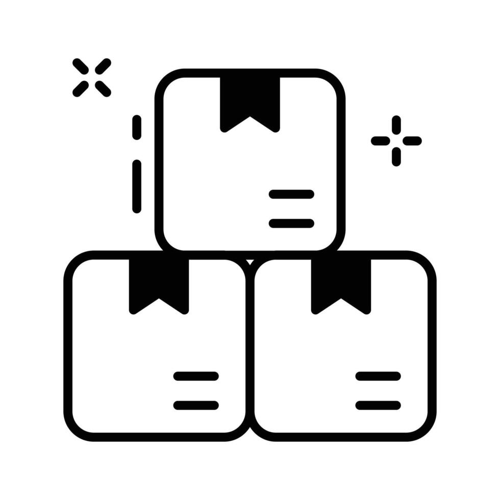 A customizable glyph icon of stacked delivery packages. vector