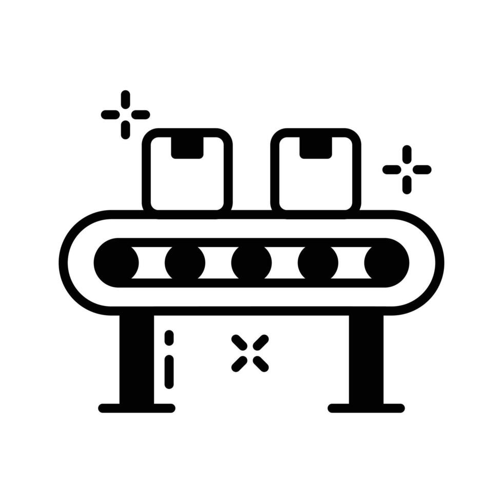 Well crafted glyph icon of moving belt conveyor. vector