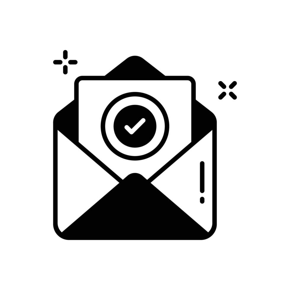 A modern glyph icon of confirmation mail. vector