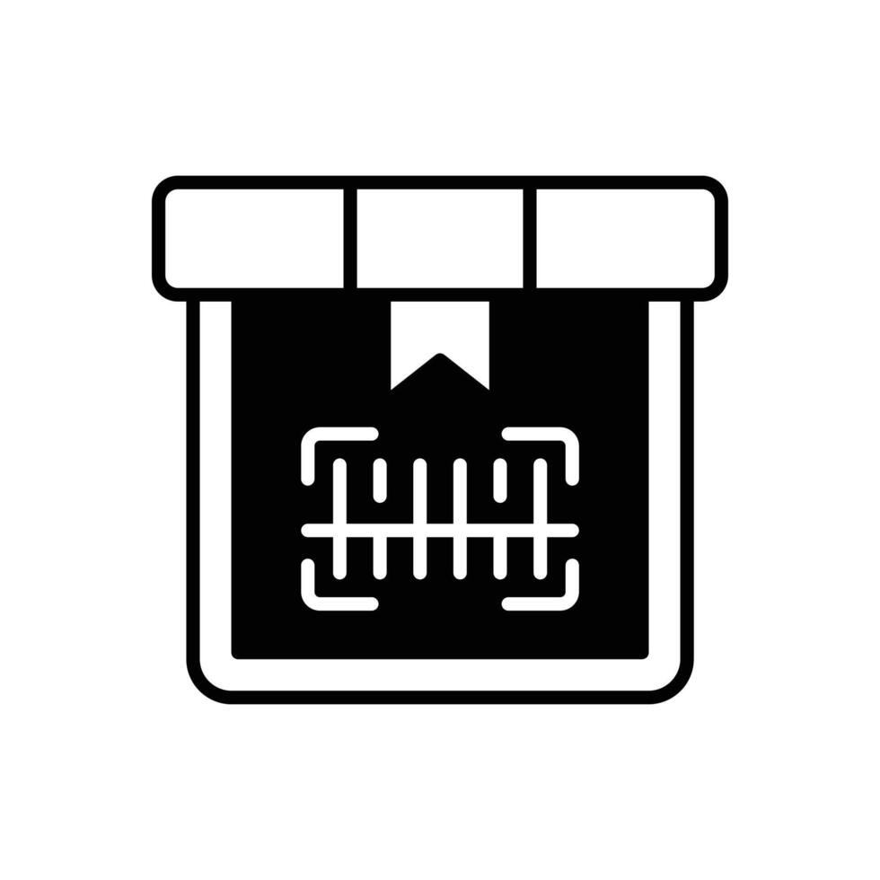Trendy glyph icon of product barcode label. vector