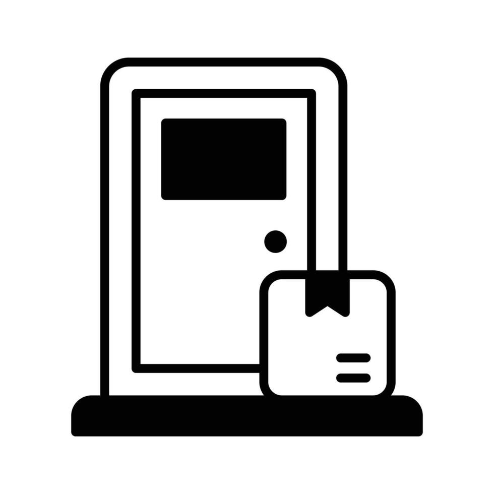 Grab this glyph icon of doorstep delivery. vector