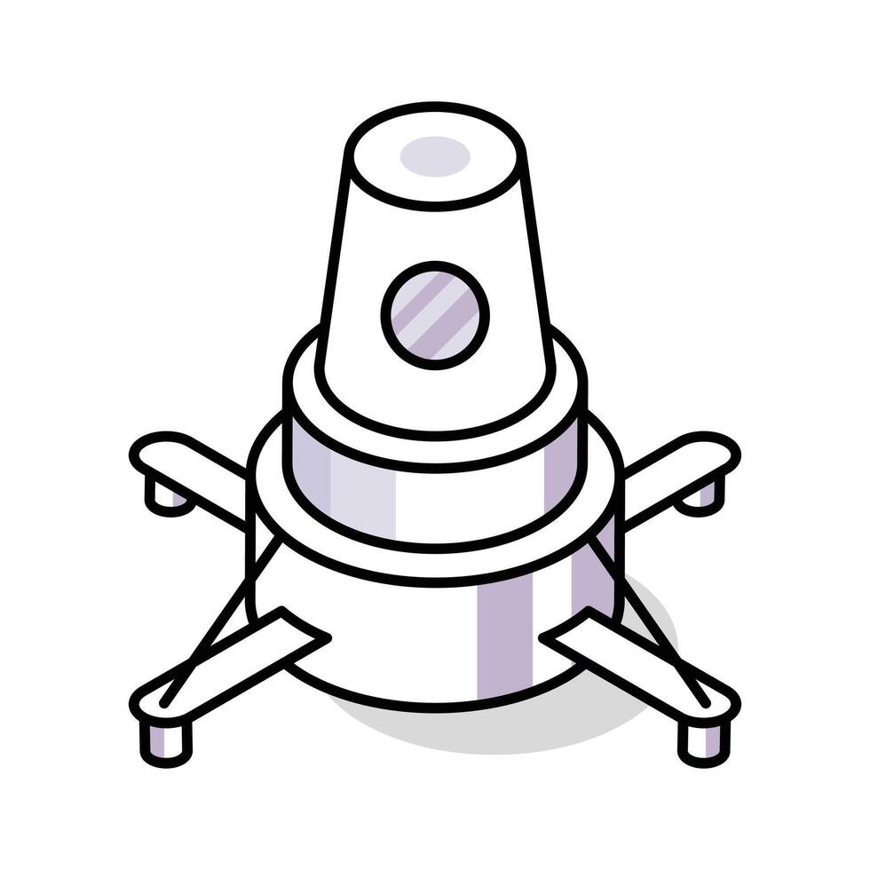 A modern isometric outline icon of parabolic antenna vector