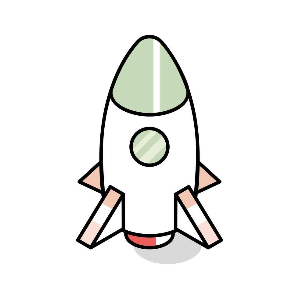 Modern isometric icon displaying a rocket launch vector