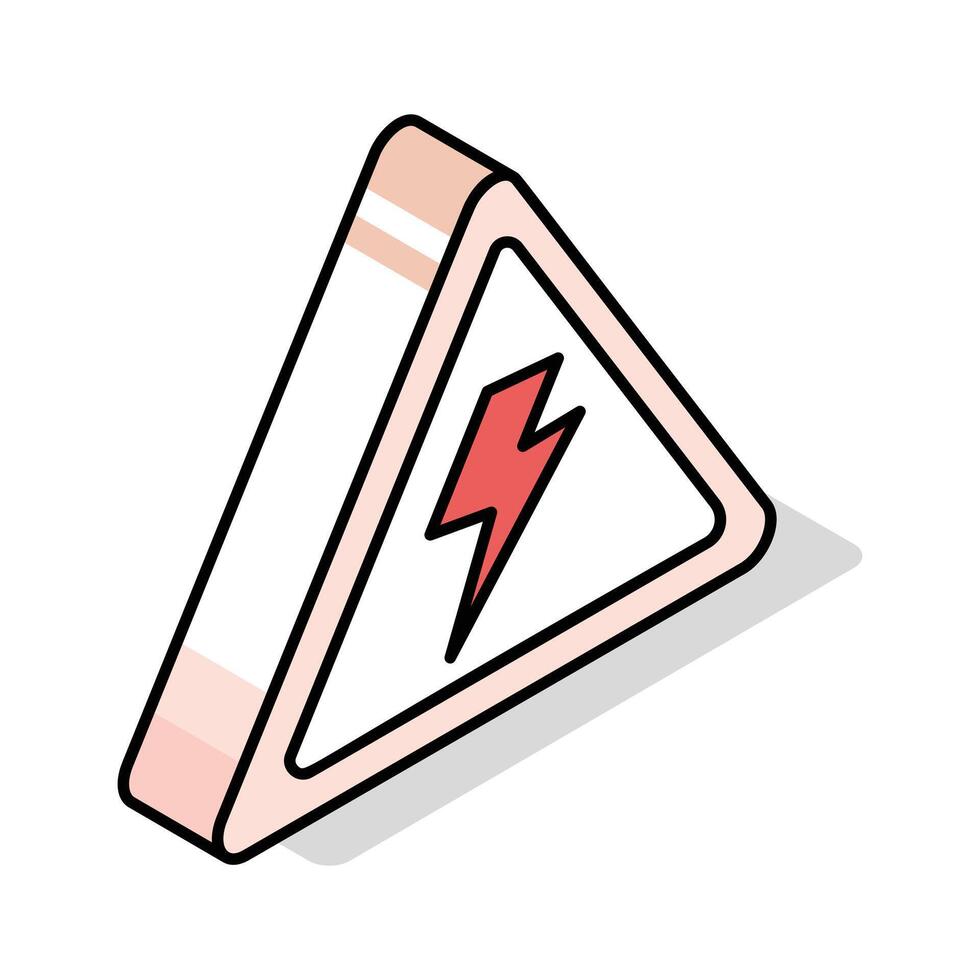 A well crafted isometric outline icon of hazard warning vector