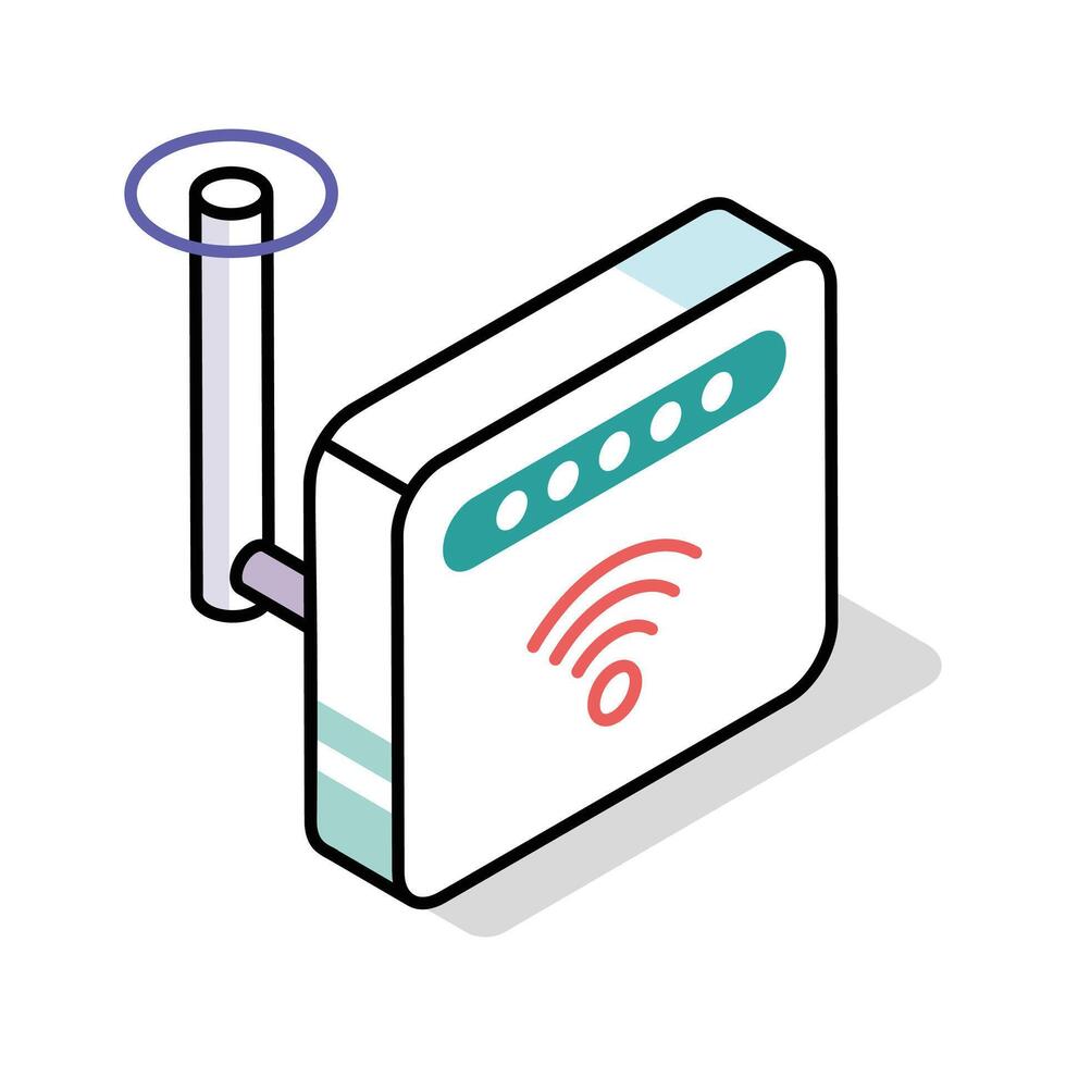 Get this isometric outline icon of router device vector