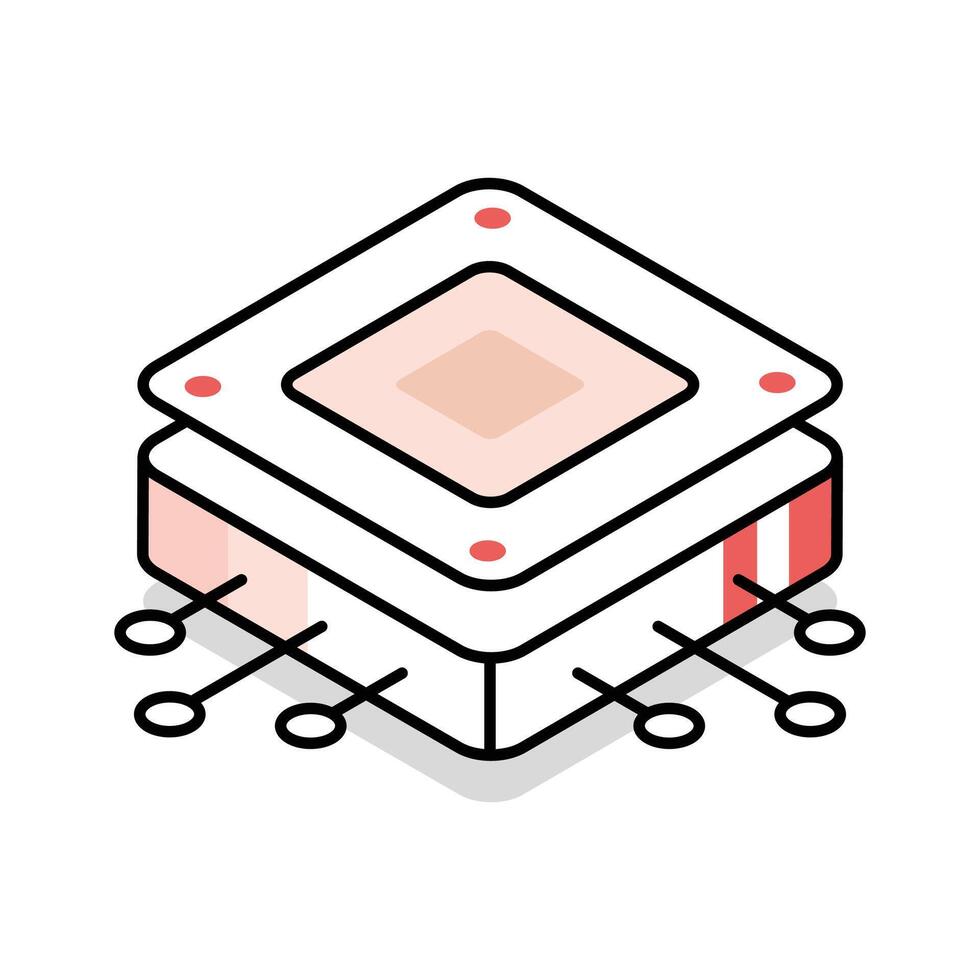 A well crafted isometric icon of microprocessor chip vector