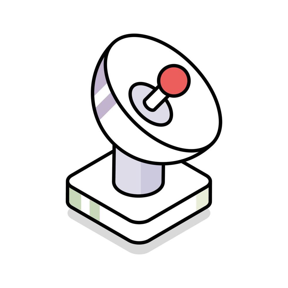 A modern isometric outline icon of parabolic dish antenna. vector