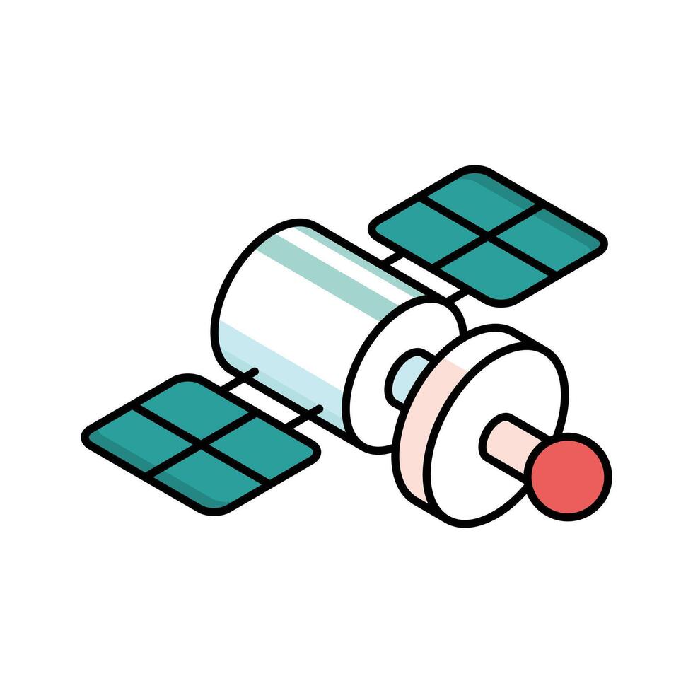 Well crafted isometric icon showing satellite in orbit vector