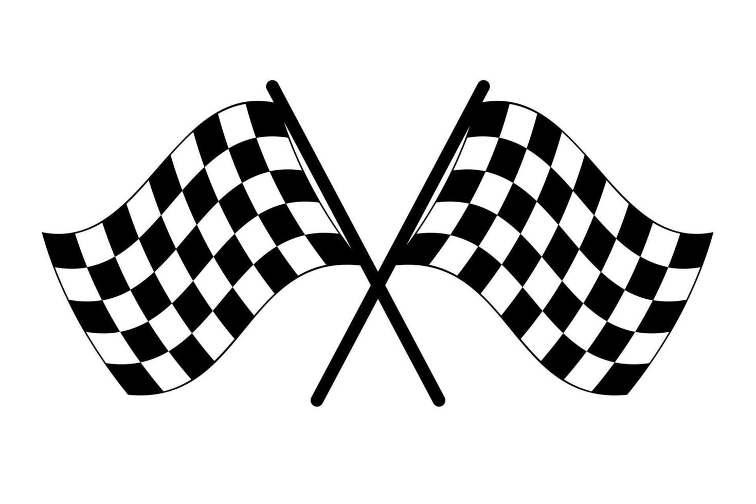 Black and white checkered racing flags crossed on white background symbolizing start or finish of a race vector