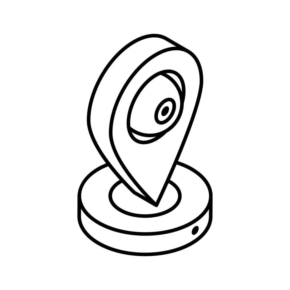 Grab this isometric outline icon of location pointer. vector