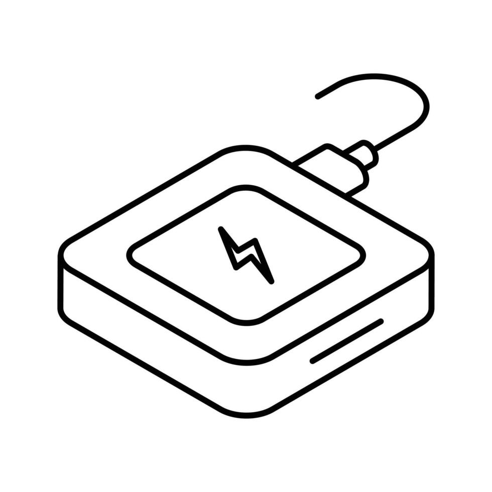 A well designed isometric outline icon of battery pack. vector