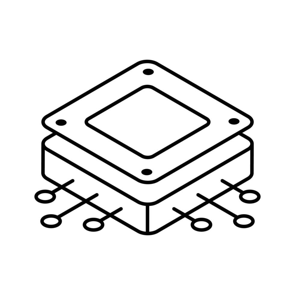 A well crafted isometric icon of microprocessor chip.. vector