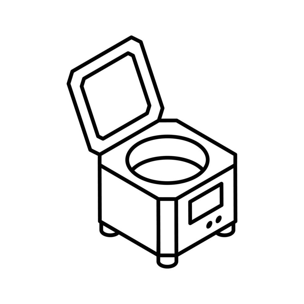 Visually appealing isometric outline icon of centrifuge. vector
