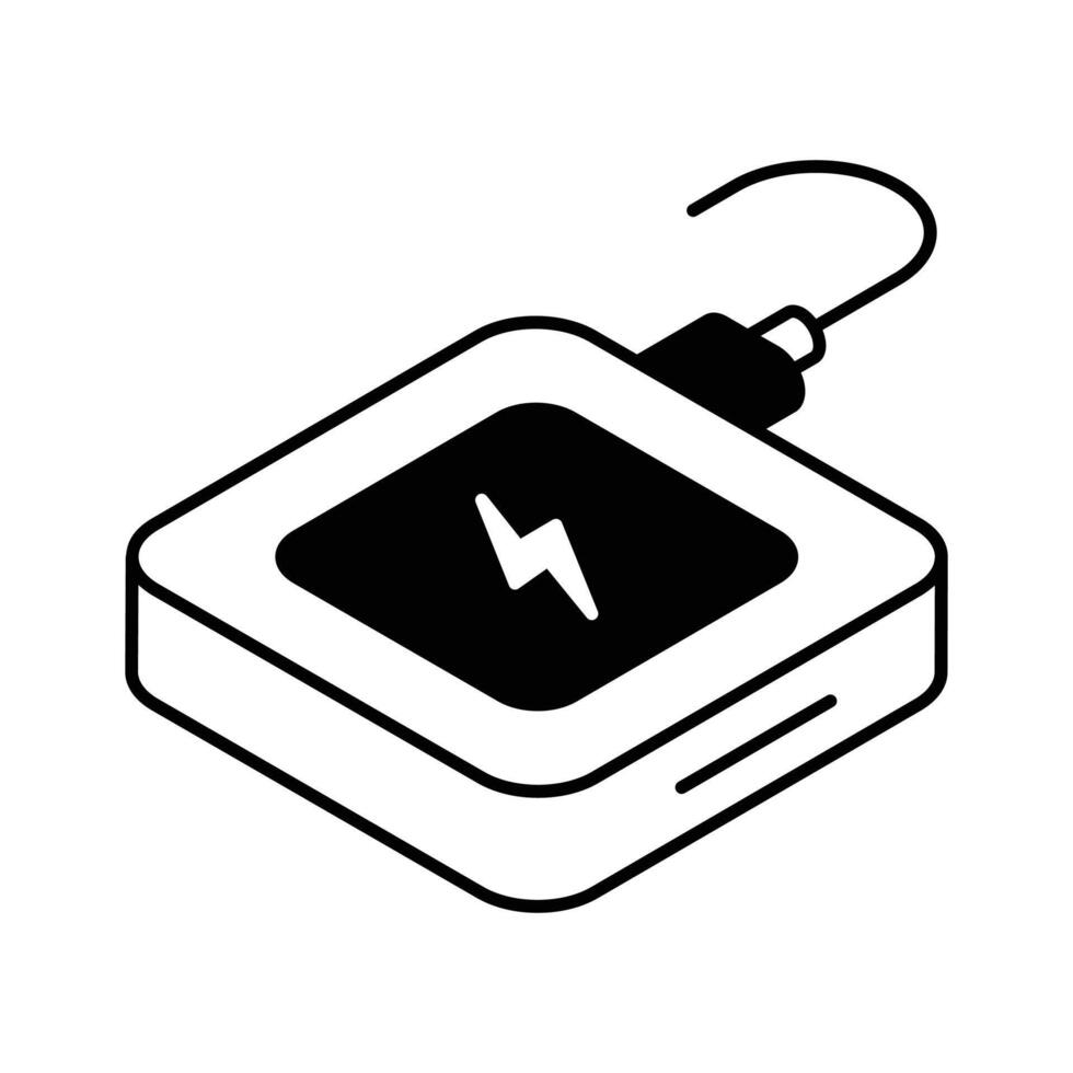 A well designed isometric glyph icon of battery pack.. vector