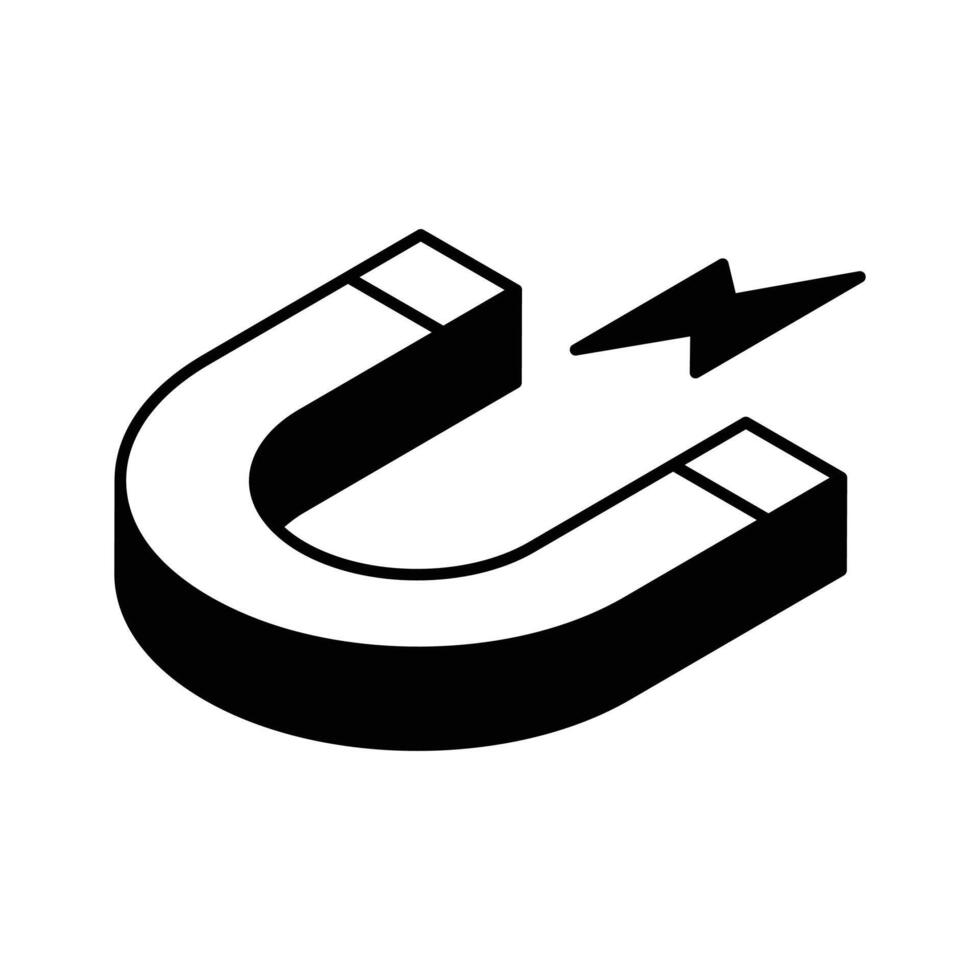 Well designed isometric icon representing a magnet... vector