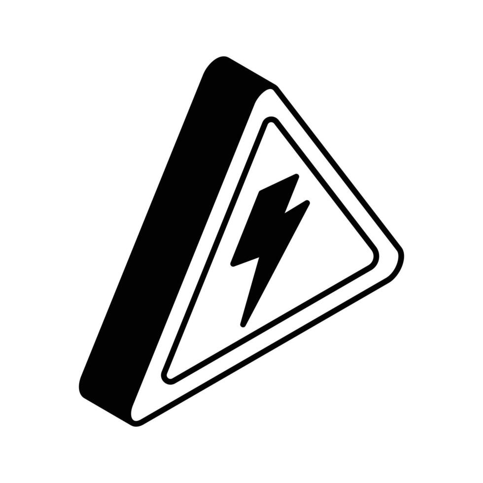 A well crafted isometric glyph icon of hazard warning.. vector