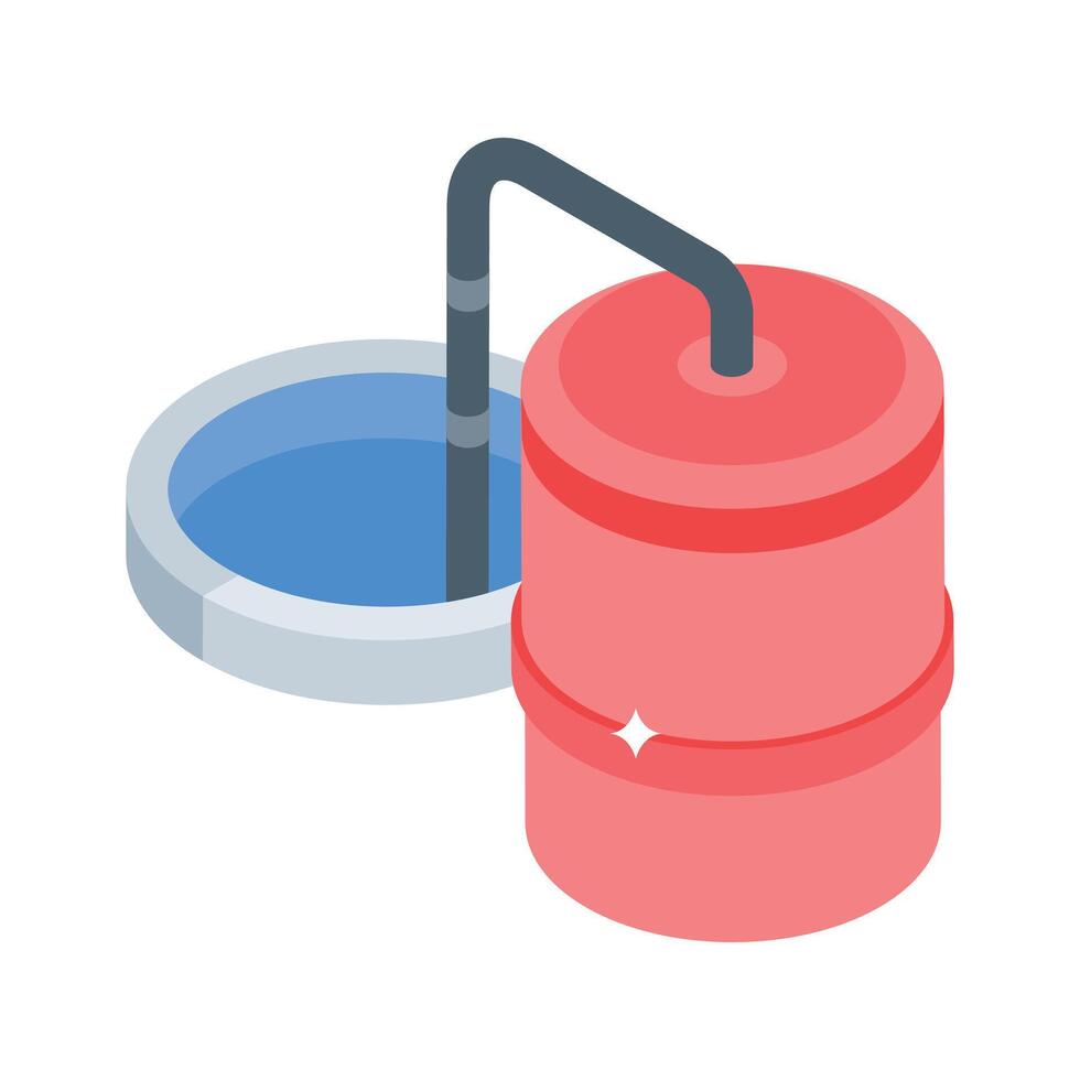 Premium isometric icon showing water purification unit system vector