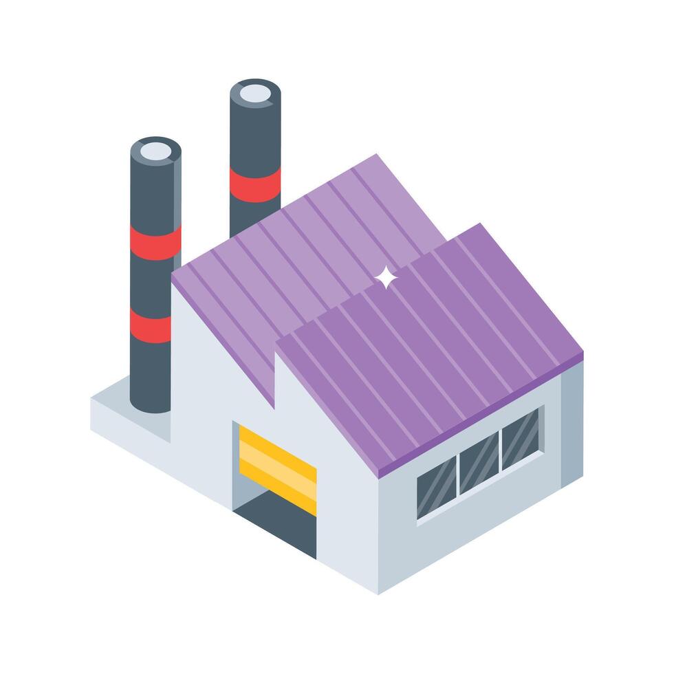 Trendy isometric icon showing rotating mill machinery vector