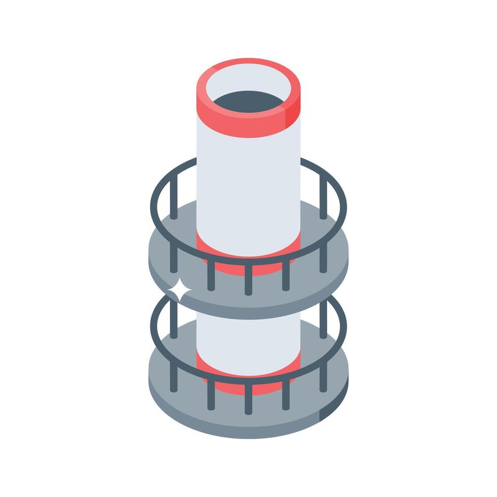 A captivating isometric icon of large smoke chimney pipe vector