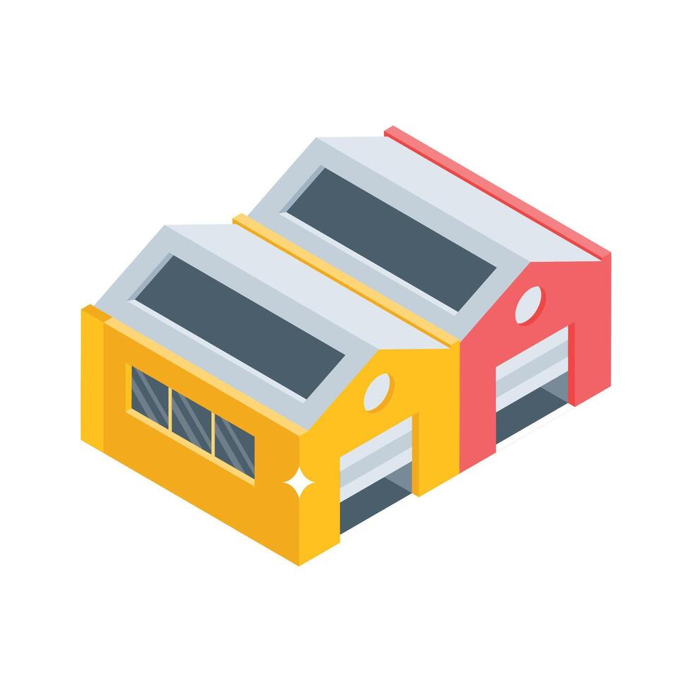Well designed isometric icon of distribution depot building vector
