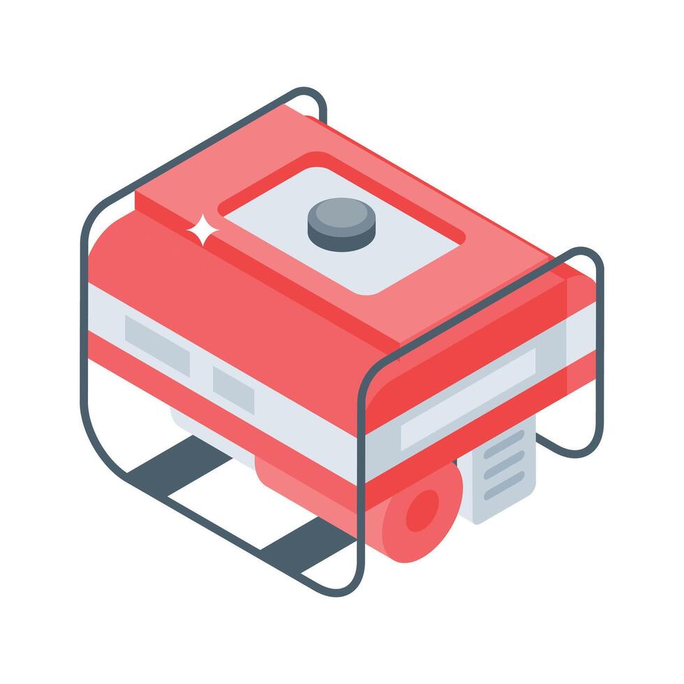 Trendy isometric icon of heavy-duty electricity generator vector