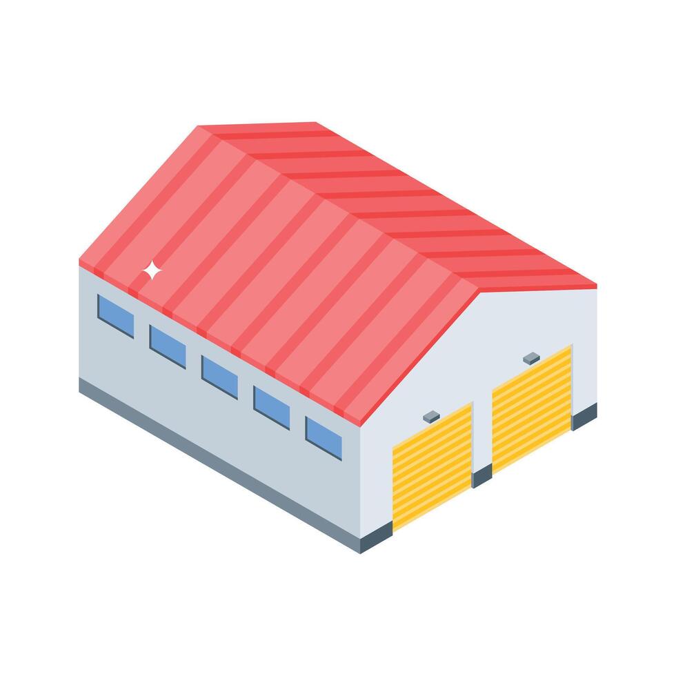 Well crafted isometric icon showing factory stockroom vector