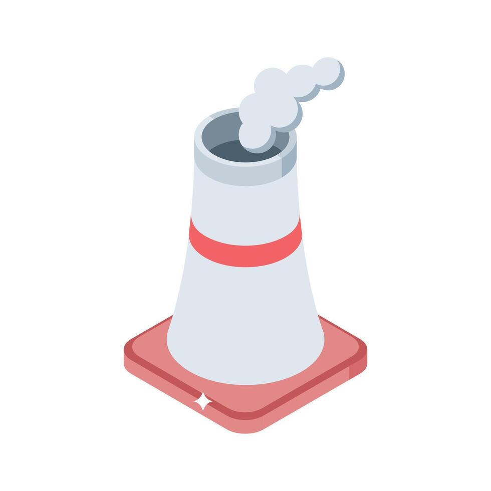 Trendy isometric style icon of smoke-releasing factory chimney vector