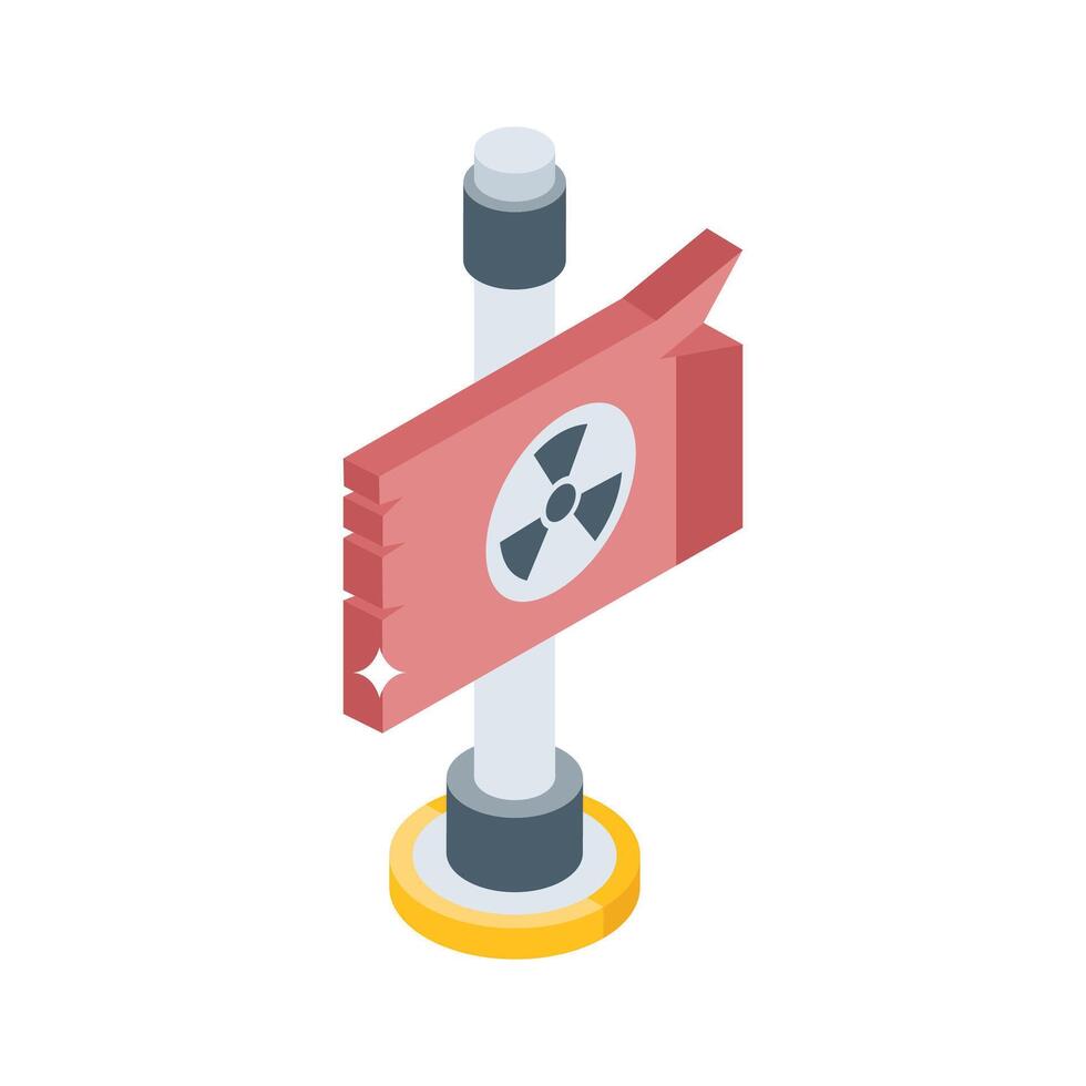 Modern isometric style icon of radiation sign warning board vector