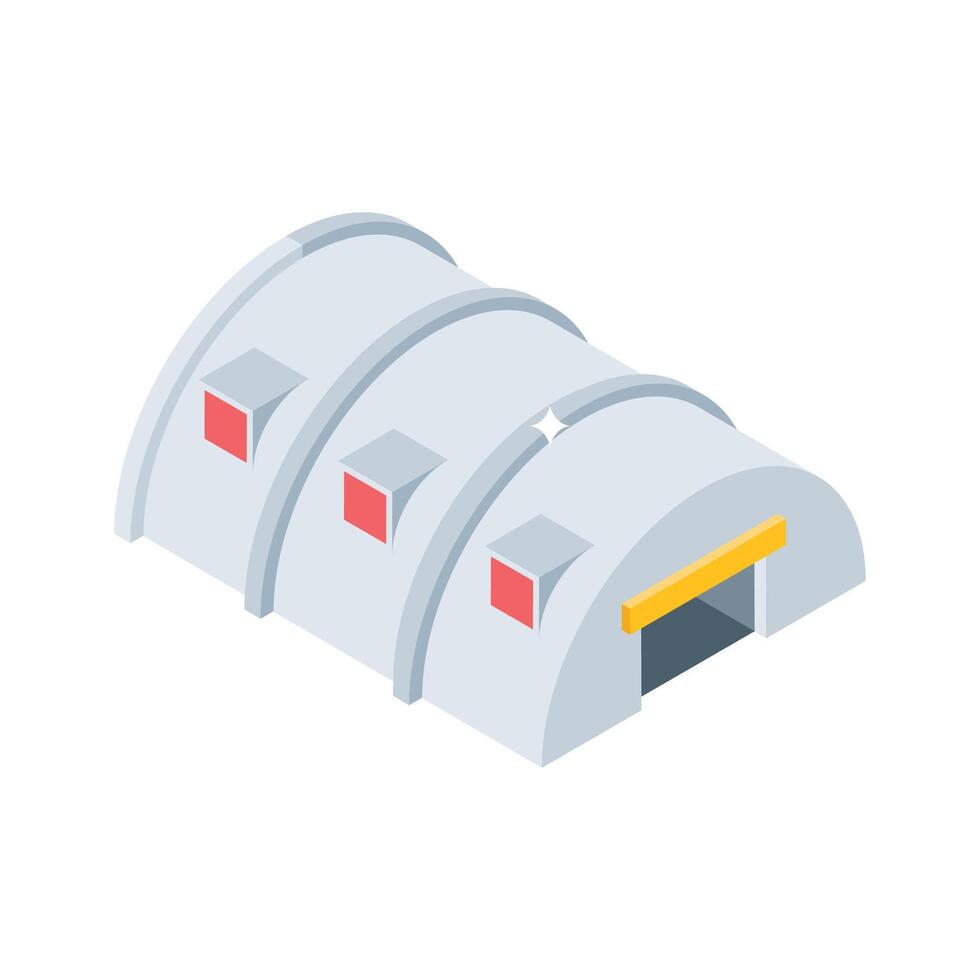 An amazing isometric icon of spacious factory storage room vector