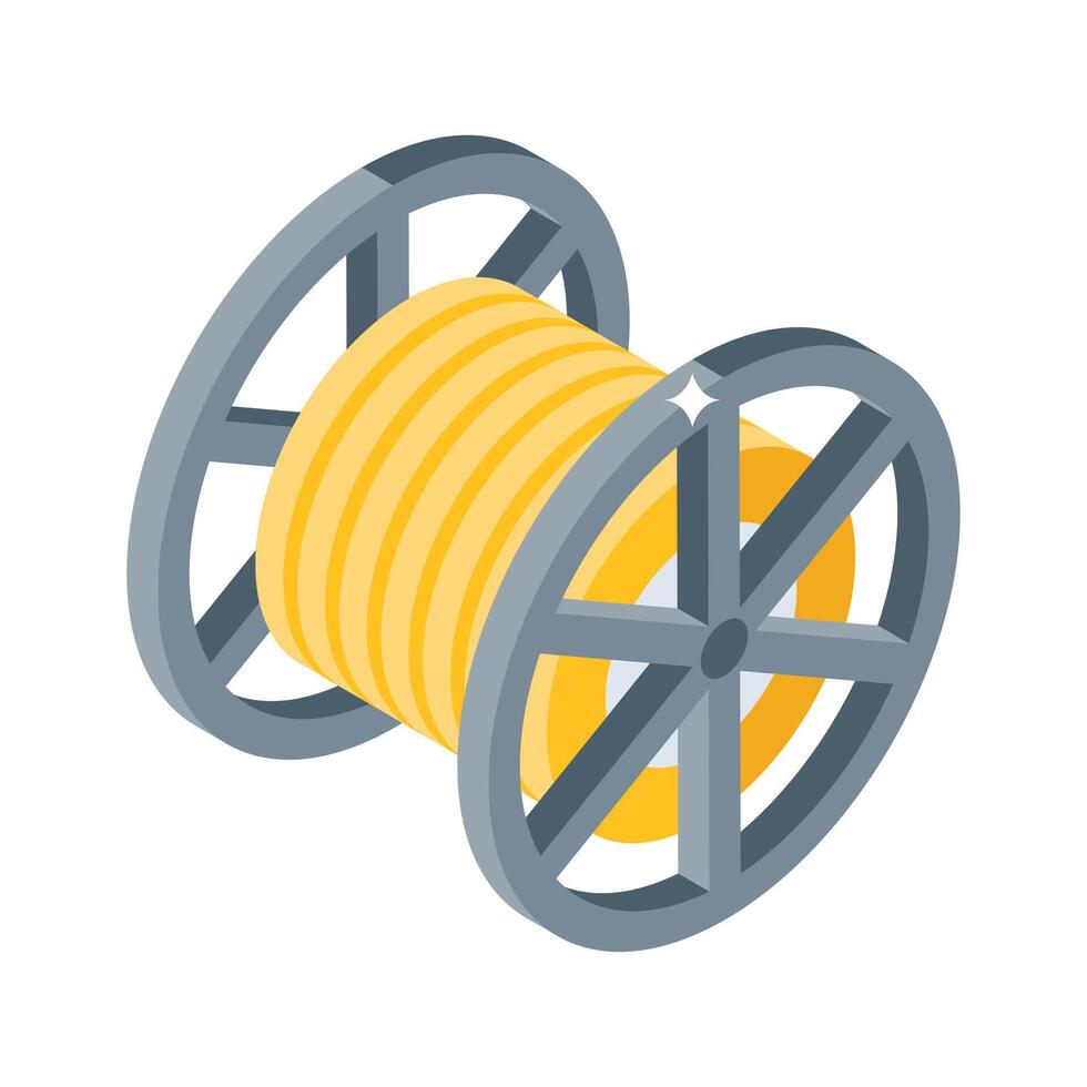 Visually engaging isometric icon of rolled wire reel vector