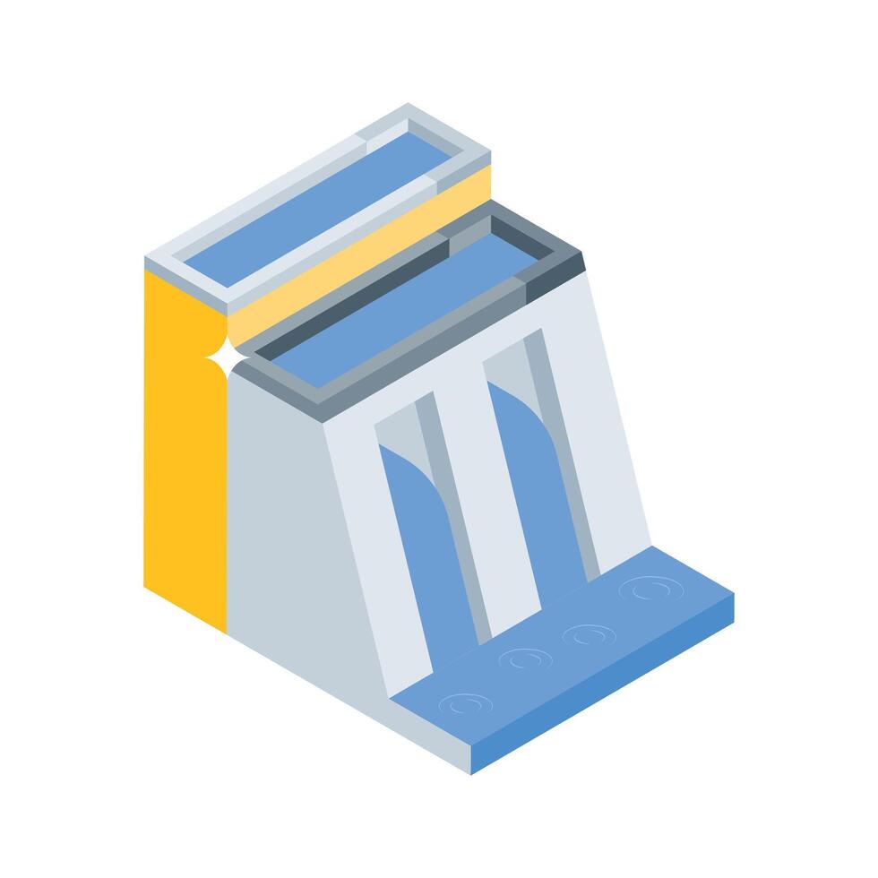 Get this isometric icon of water dam flow vector