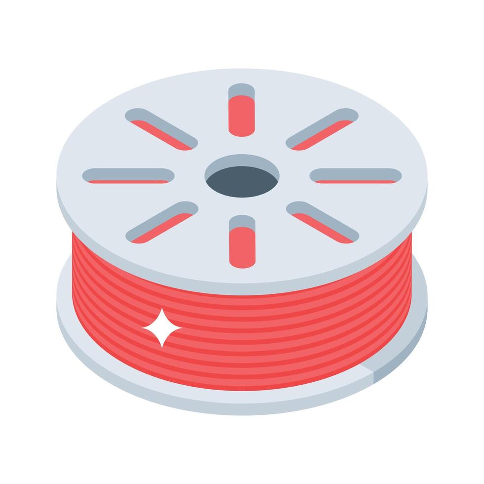 A trendy isometric icon of wire spool setup vector