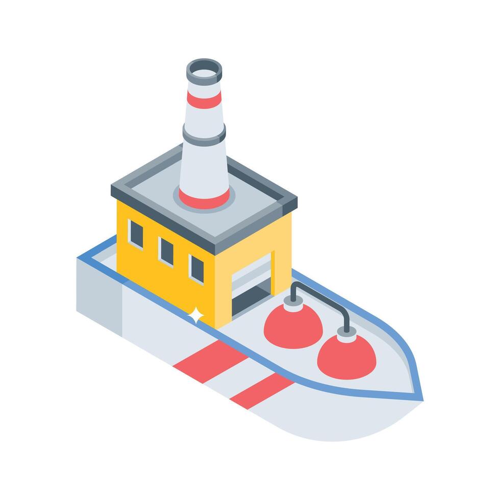 Easy to edit isometric icon of large industrial boat vector
