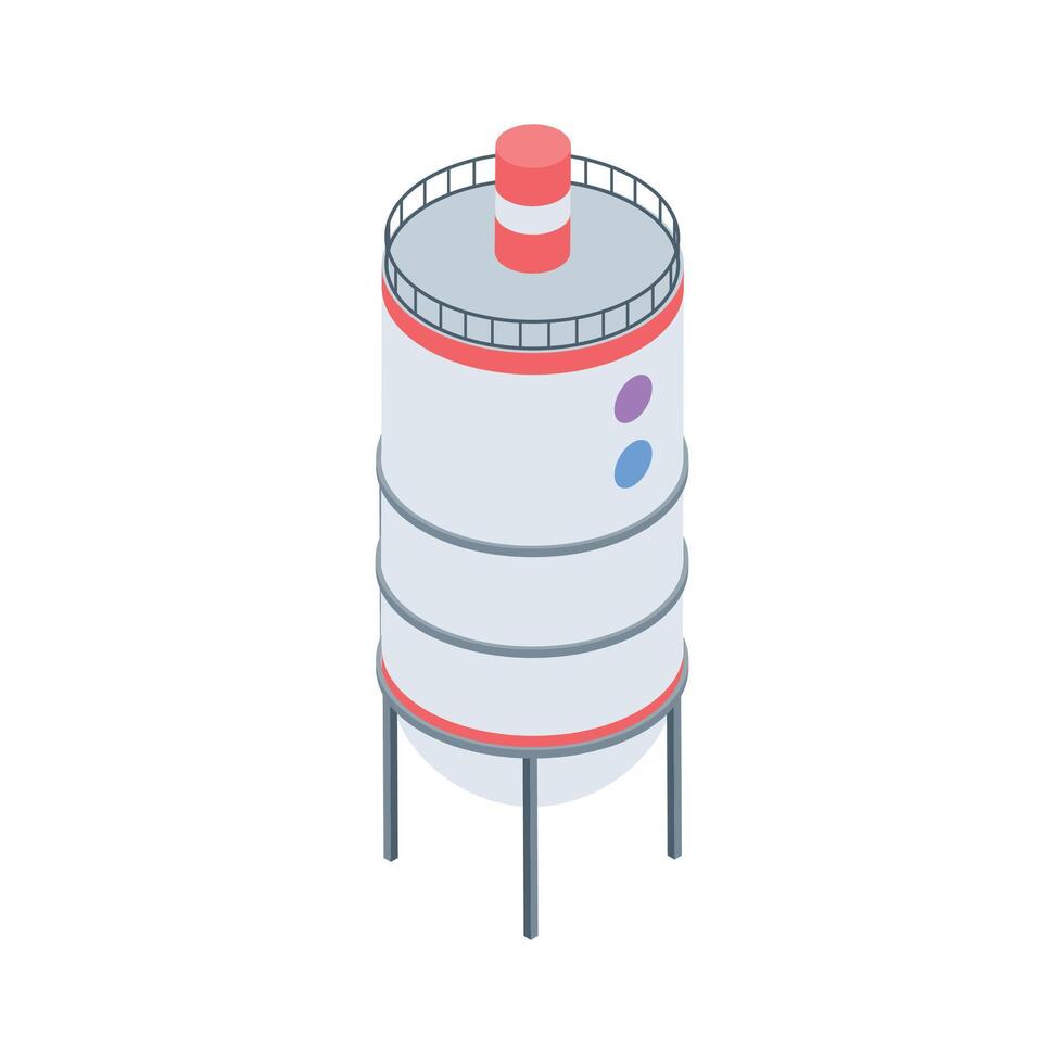 Premium isometric icon showing reservoir tank with gauge vector