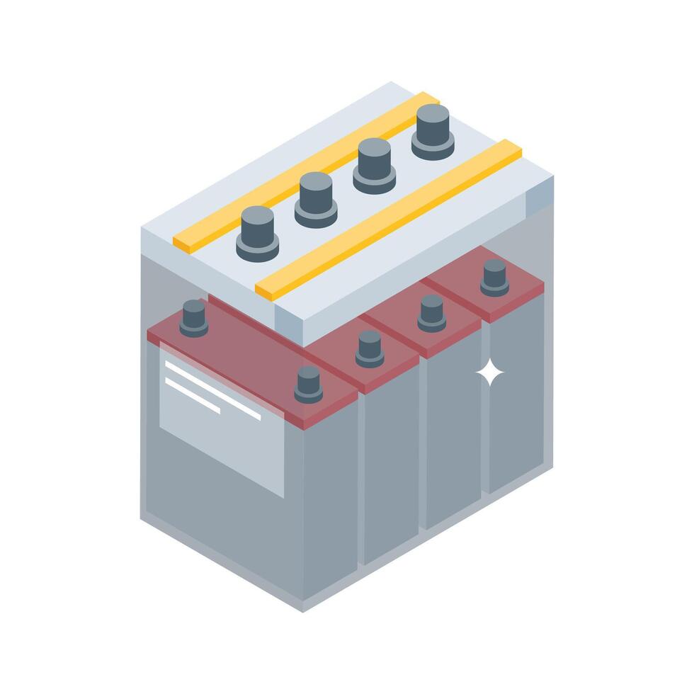 A captivating isometric style icon of energy accumulator vector