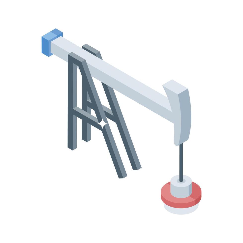 Well designed isometric icon of oil pump on field vector